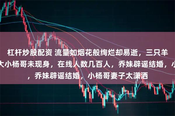 杠杆炒股配资 流量如烟花般绚烂却易逝，三只羊复播流量断崖，大小杨哥未现身，在线人数几百人，乔妹辟谣结婚，小杨哥妻子太潇洒